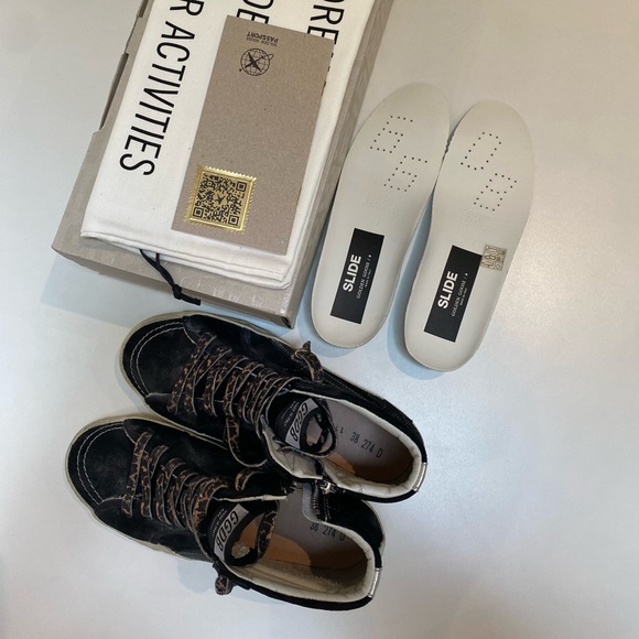 Golden Goose Slide Sneaker in Black Suede/Silver sz 38 New in Box - Picture 7 of 15